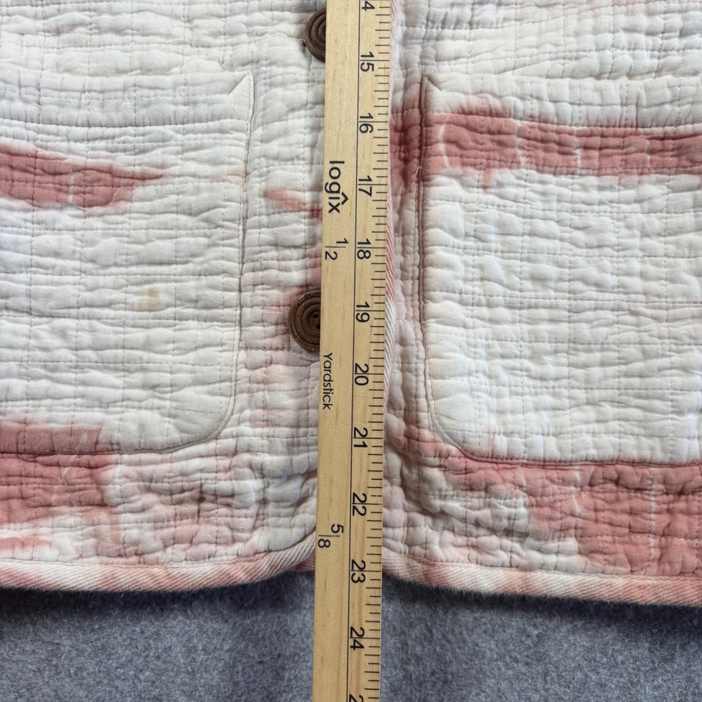 Emerson Fry India Collection Organic Cotton Quilted Gauze Jacket Pink White L - Picture 8 of 11